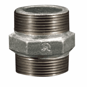 Galvanized iron (G.I) nipple used for connecting and extending threaded pipes in plumbing and industrial systems, corrosion-resistant pipe fitting in Kenya, Uganda, and Tanzania.