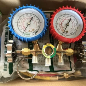 R134a manifold gauge used for automotive AC servicing, refrigeration pressure testing, refrigerant charging, and HVAC maintenance supplied by System Star Industrial in East Africa