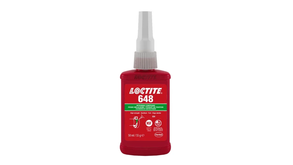 LOCTITE 648 high-temperature retaining compounds used for bonding bearings, shafts, bushings, gears, and cylindrical metal assemblies in industrial maintenance and engineering applications supplied by System Star Industrial in East Africa.