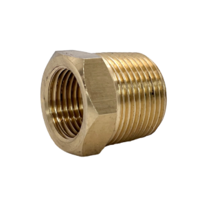 Brass reducing bush for reducing threaded pipe connections in plumbing, water supply, gas, HVAC, fire protection, irrigation, and industrial piping applications in Kenya, Uganda, and Tanzania supplied by System Star Industrial.