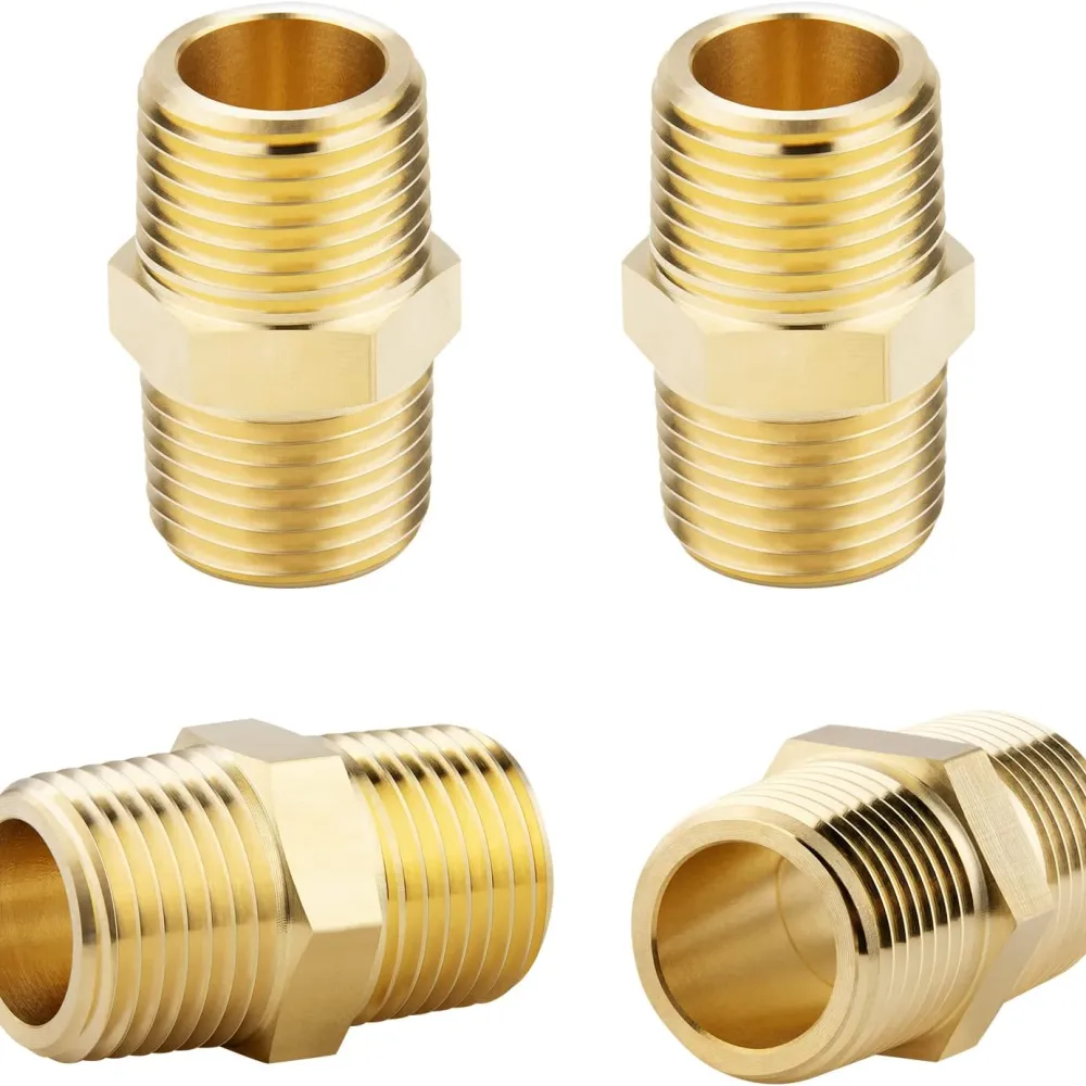 Brass hex nipple used for connecting two female-threaded fittings in water, gas, steam, air, boiler, and industrial piping systems in Kenya, Uganda, and Tanzania supplied by System Star Industrial.
