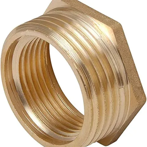 Brass reducing bush used for connecting different thread sizes in plumbing, gas, steam, air, boiler, and industrial piping systems in Kenya, Uganda, and Tanzania supplied by System Star Industrial.