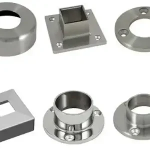 Stainless steel base plate fittings supplied by System Star Industrial for handrails, balustrades, guardrails, support posts, and architectural installations across Kenya, Uganda, and Tanzania.
