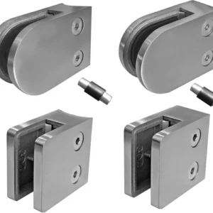 Stainless steel glass clamp supplied by System Star Industrial for glass railings, balconies, partitions, staircases, and architectural installations across Kenya, Uganda, and Tanzania.
