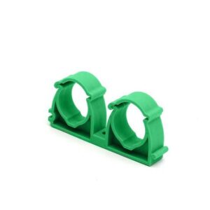 PPR double pipe clip supplied by System Star Industrial for supporting and securing parallel hot and cold water pipes, HVAC systems, irrigation networks, and industrial piping installations across Kenya, Uganda, and Tanzania.